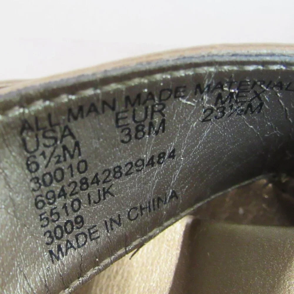 Jaclyn Smith Gold Strappy Slip On Open Toe Wedge Sandals Size 6.5M - Picture 7 of 14